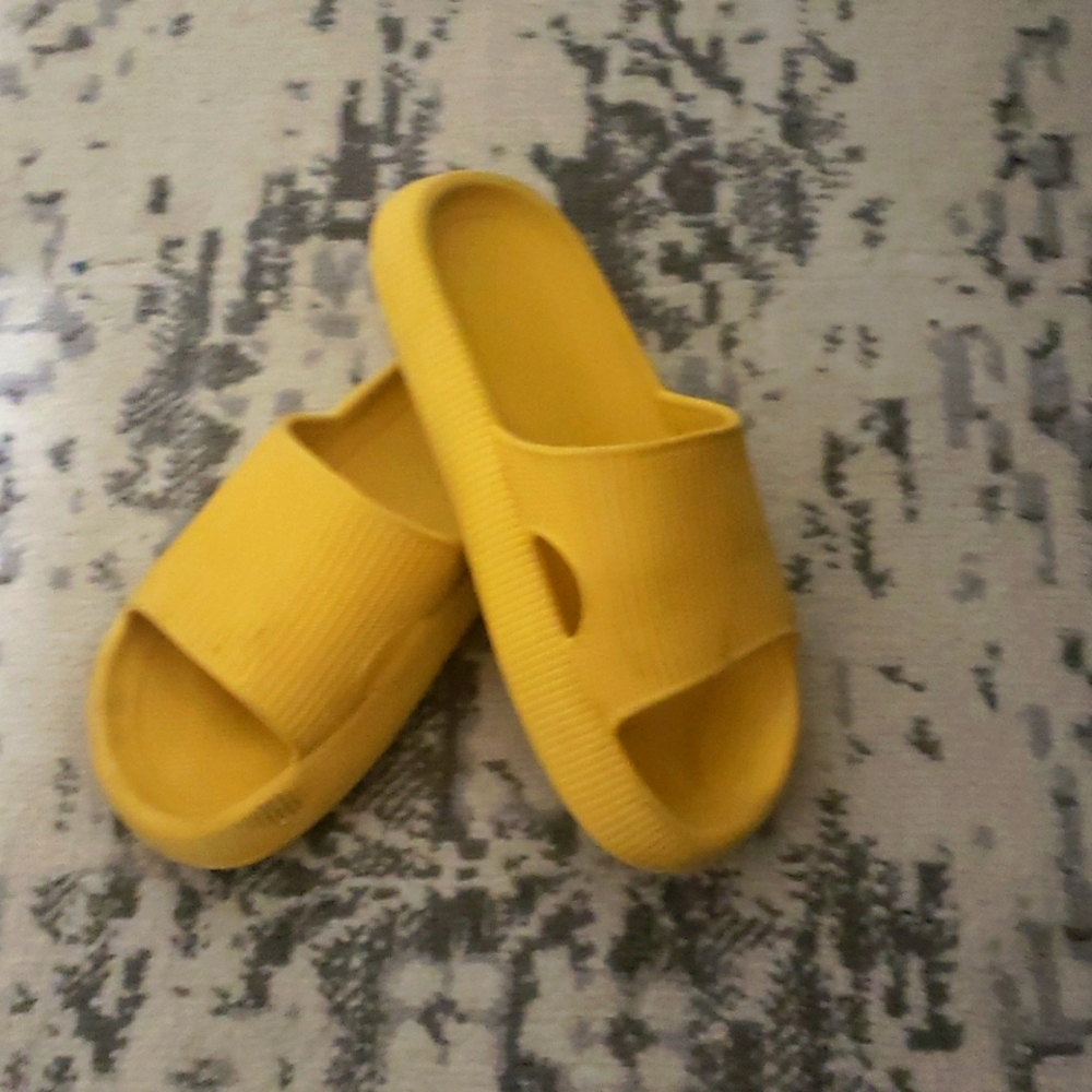 Yellow tic tock slippers